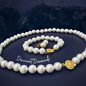 White 10mm South Sea Shell Pearls Earrings Bracelet Necklace 14k Gold 925 Clasps